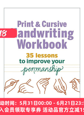 英文原版 Print and Cursive Handwriting Workbook 书法 连笔书写练习册 35课提高你的书法 英文版 进口英语原版书籍