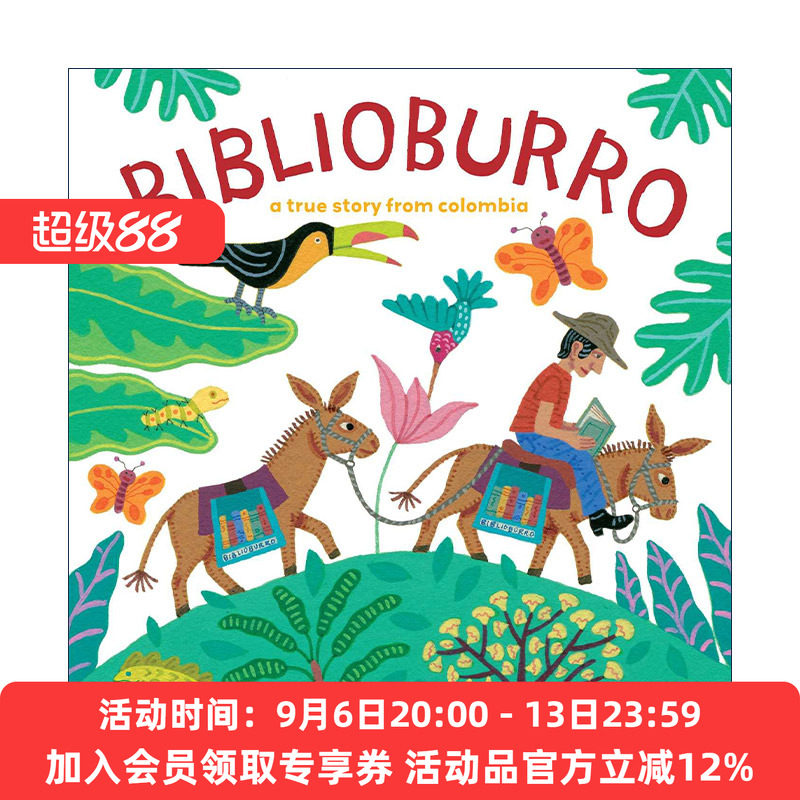 英文原版 Biblioburro 驴子图书馆 一个哥伦比亚的真实故事 精装图画书 珍妮特·温特 英文版 进口英语原版书籍