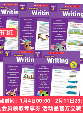 英文原版 Scholastic Success with Writing 全彩版 学乐成功系列写作练习册一到五年级 5册套装 英文版 进口英语原版书籍