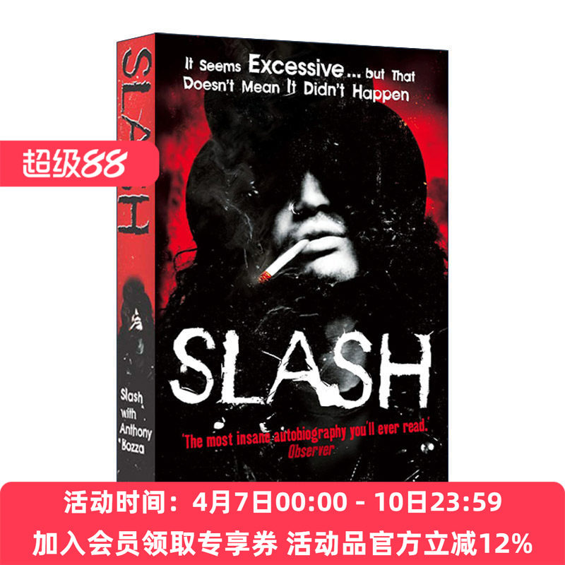索尔·哈德森Slash自传 英文原版 Slash the Autobiography 枪炮与玫瑰乐队吉他手 英文版 进口英语原版书籍