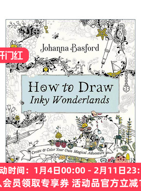 英文原版 How to Draw Inky Wonderlands 如何绘制墨水奇幻世界 秘密花园 魔法森林 着色书 英文版 进口英语原版书籍