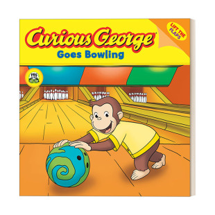 英文原版绘本 Curious George Goes Bowling 好奇猴乔治去打保龄球 绘本  翻翻书 英文版 进口英语原版书籍