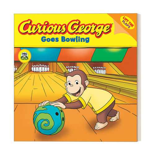 英文原版绘本 Curious George Goes Bowling 好奇猴乔治去打保龄球 绘本  翻翻书 英文版 进口英语原版书籍