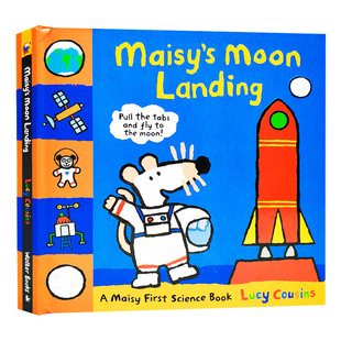 亲子互动英语启蒙读物 Moon 英文原版 小鼠波波登陆月球 书籍 Maisy Landing 原版 英文版 太空科普3D立体翻翻书机关操作书 绘本