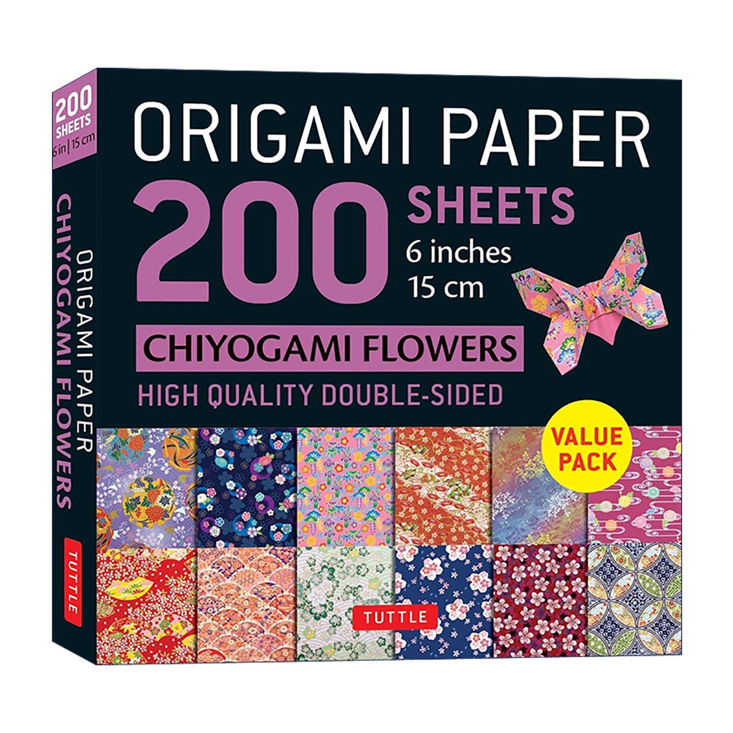 英文原版 Origami Paper 200 sheets Chiyogami Flowers 6