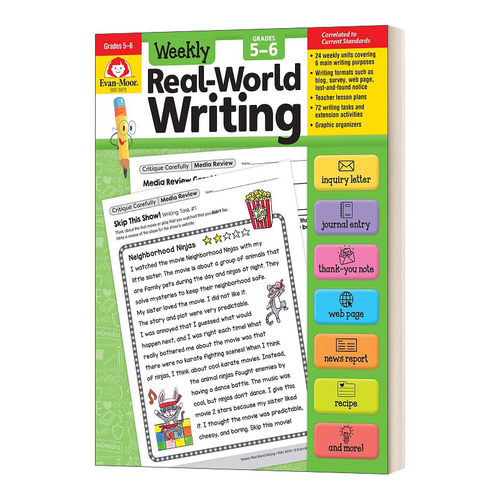 英文原版 WEEKLY REAL-WORLD WRITING  GRADES 5-6 每周练习系列 现实世界写作 5-6年级 英文版 进口英语原版书籍