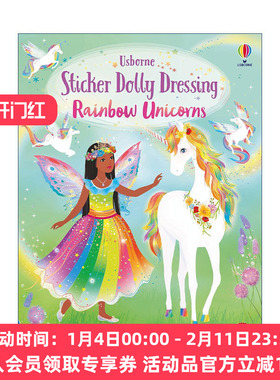 英文原版 Sticker Dolly Dressing Rainbow Unicorns 多莉贴纸 彩虹独角兽 英文版 进口英语原版书籍
