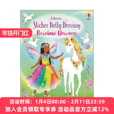英文原版 Sticker Dolly Dressing Rainbow Unicorns 多莉贴纸 彩虹独角兽 英文版 进口英语原版书籍