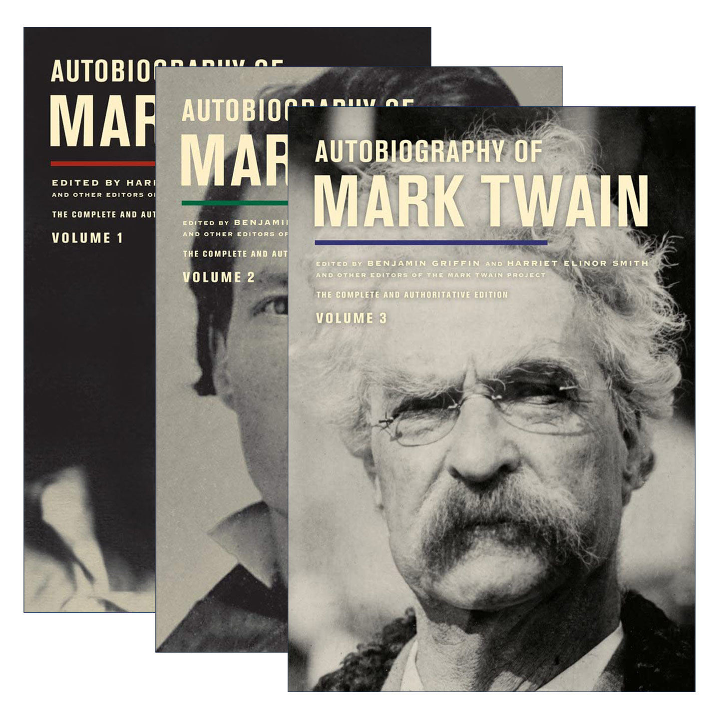 英文原版 Autobiography of Mark Twain 马克·吐温自传 完整版3册 精装收藏版 加州大学 英文版  进口英语原版书籍