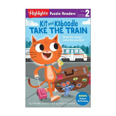 英文原版 Kit and Kaboodle Take the Train Highlights Puzzle Readers Level 2 猫咪与小鼠系列 坐火车 故事与益智谜题 分级读物