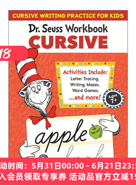 英文原版 Dr. Seuss Cursive Workbook 苏斯博士连笔手写体练习册 儿童书法初学者指南 控笔 英文版 进口英语原版书籍