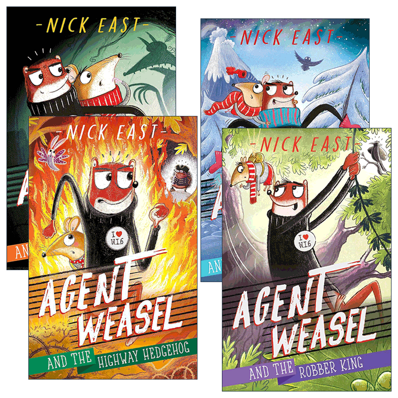 英文原版 Agent Weasel 黄鼠狼特工系列4册 可恶的雪先生/凶残的狐狸帮/强盗王/高速公路刺猬 英文版 进口英语原版书籍