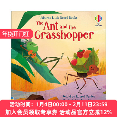 英文原版 The Ant and the Grasshopper 蚂蚁和蚂蚱 尤斯伯恩小小纸板书系列 儿童绘本 英文版 进口英语原版书籍