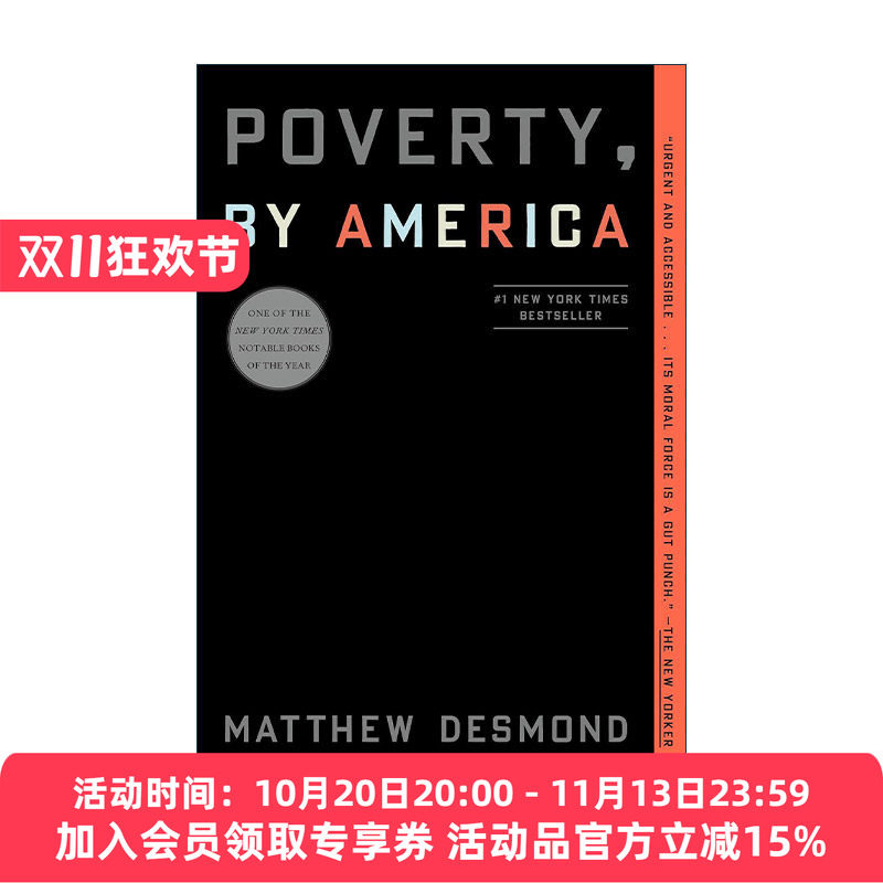 英文原版 Poverty by America 美国的贫穷 扫地出门作者Matthew Desmond马修·德斯蒙德 英文版 进口英语原版书籍