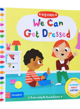 我会穿衣服 英文原版绘本 We Can Get Dressed Big Steps大步向前系列 英文版儿童英语启蒙早教翻翻纸板书 幼儿生活习惯培养学穿衣