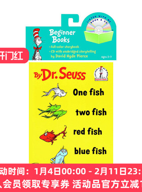 一条鱼两条鱼红色的鱼蓝色的鱼 英文原版 One Fish Two Red Blue 苏斯博士儿童绘本 附CD 英文版 进口英语书籍