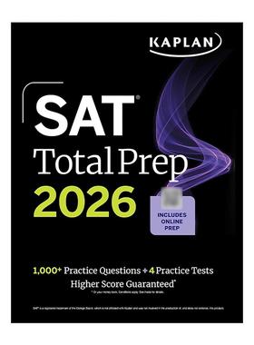 英文原版 SAT Total Prep 2026 卡普兰美国高中毕业生学术能力水平考试指南 英文版 进口英语原版书籍