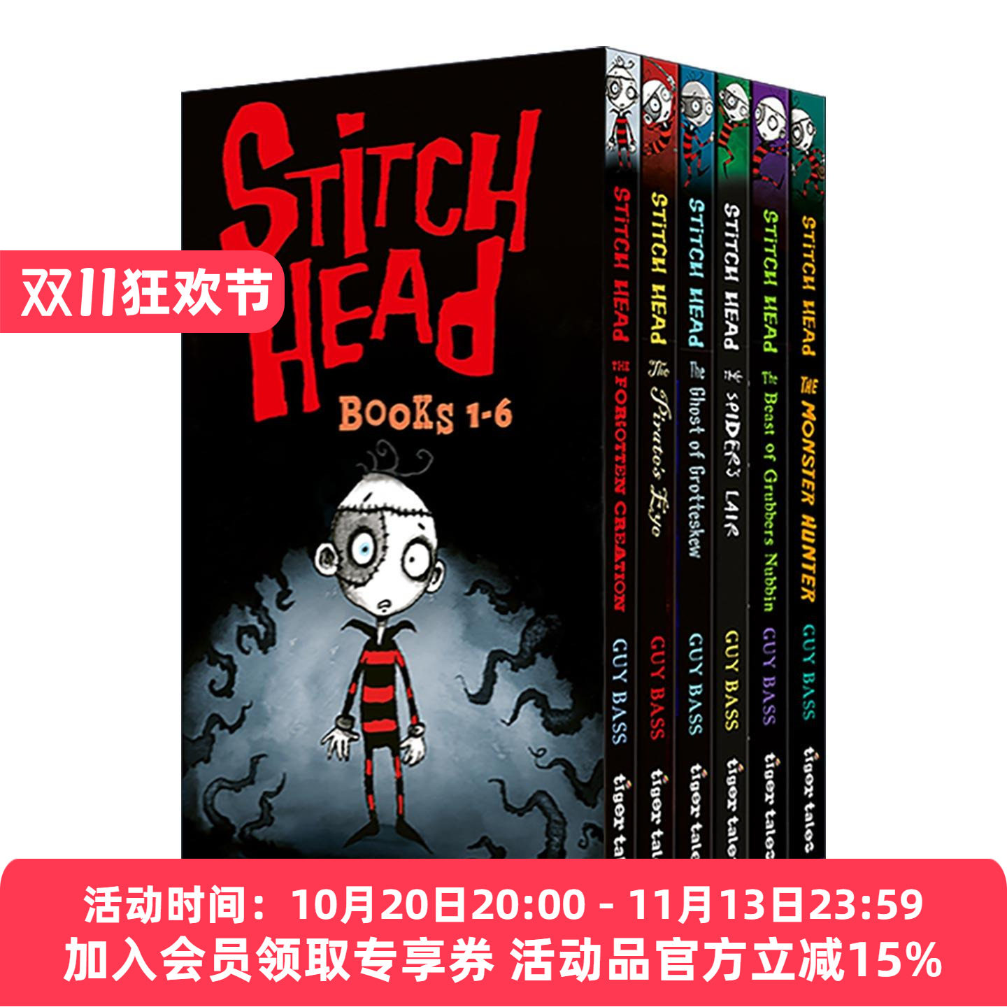 英文原版 Stitch Head 6-Book Boxed Set 补丁儿系列1-6册盒装套装 儿童章节桥梁故事书 同名动画原著 Guy Bass 进口英语原版书籍