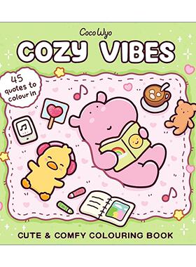 英文原版 Cozy Vibes 舒适氛围涂色书 成人和儿童均适用 Coco Wyo 英文版 进口英语原版书籍