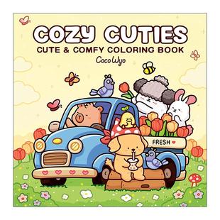 舒适 萌宠 进口英语原版 Cozy 书籍 英文版 Cuties 填色着色书 英文原版 适合成人与儿童