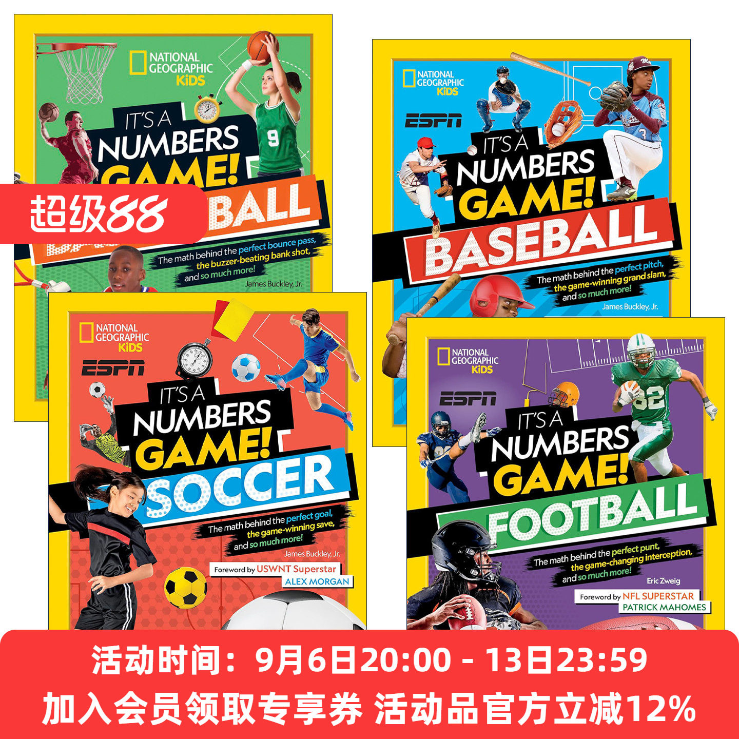 英文原版 It's a Numbers Game 这是一个数字游戏4册 精装 儿童运动科普百科 美国国家地理 英文版 进口英语原版书籍