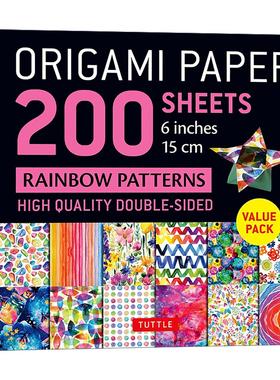 英文原版 Origami Paper 200 sheets Rainbow Patterns 6