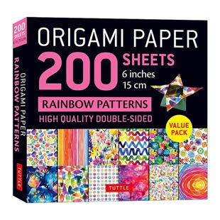 sheets Origami 200 Publishing 书籍 英文原版 Tuttle Rainbow Paper Patterns 进口英语原版 彩虹图案双面折纸200张