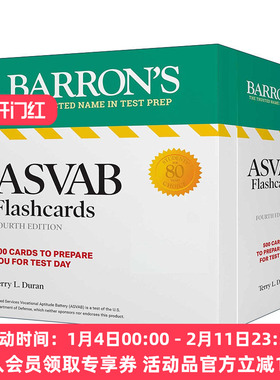 英文原版 ASVAB Flashcards 巴朗 美国参军入伍考试 闪卡 第4版 英文版 进口英语原版书籍