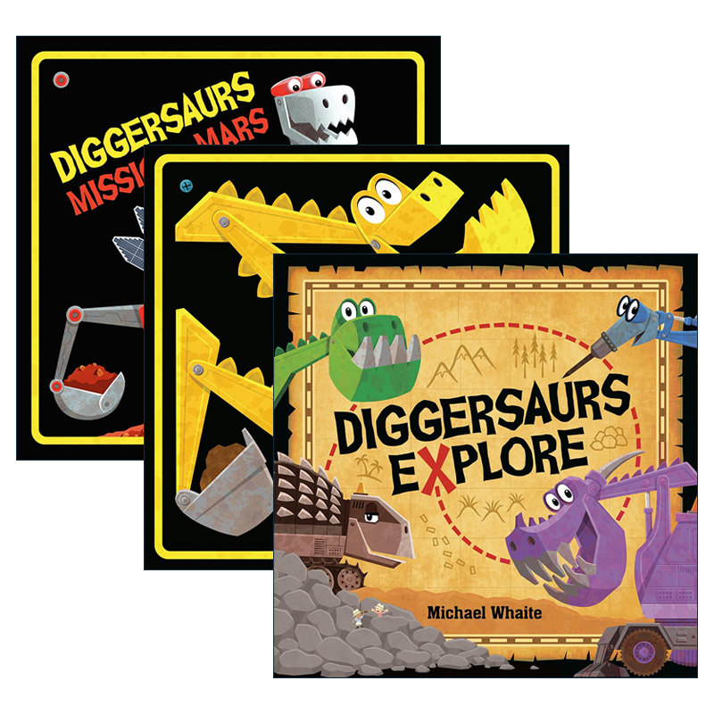 英文原版 Diggersaurs 忙碌的恐龙工程车系列3册 儿童绘本 纸板书 Michael Whaite迈克 怀特 英文版 进口英语原版书籍