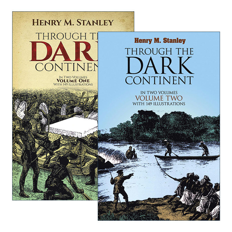 英文原版 Through the Dark Continent 穿越黑暗大陆系列2册 非洲探险游记 Henry M. Stanley 英文版 进口英语原版书籍