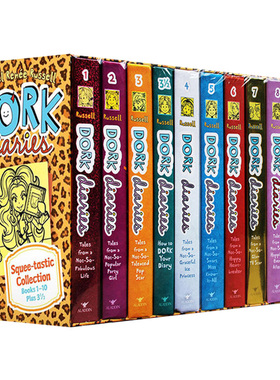 怪诞少女日记1-10 礼盒精装11册套装 英文原版 Dork Diaries Squee-tastic 女生版小屁孩日记 儿童英语读物章节书Diary of a Wimpy
