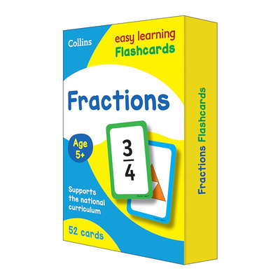 英文原版 Collins Easy Learning KS1 Fractions Flashcards 柯林斯易学儿童数学分数练习 52张闪卡 英文版 进口英语原版书籍