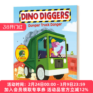 英文原版 Dumper Truck Danger 小恐龙挖掘机 卡车危险 英文版 进口英语原版书籍