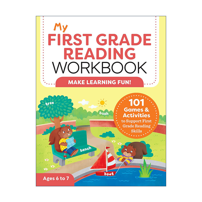 英文原版 My First Grade Reading Workbook 我的一年级阅读练习册 101个游戏谜题与活动 儿童STEM教育 词汇积累 句子结构 英文版