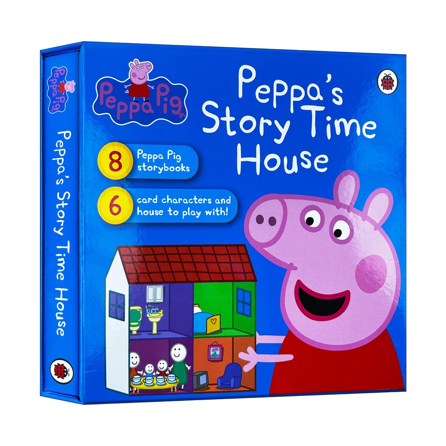 英文原版 Peppa's Storytime House 小猪佩奇的故事屋礼盒 8册迷你纸板书 6个可拆立角色卡 4个场景屋 英文版 进口英语原版书籍