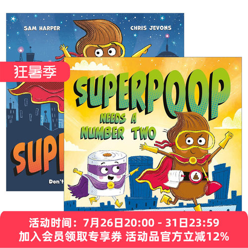英文原版 Superpoop 大便超人系列2册 儿童幽默搞笑绘本 插画师Chris Jevons 英文版 进口英语原版书籍