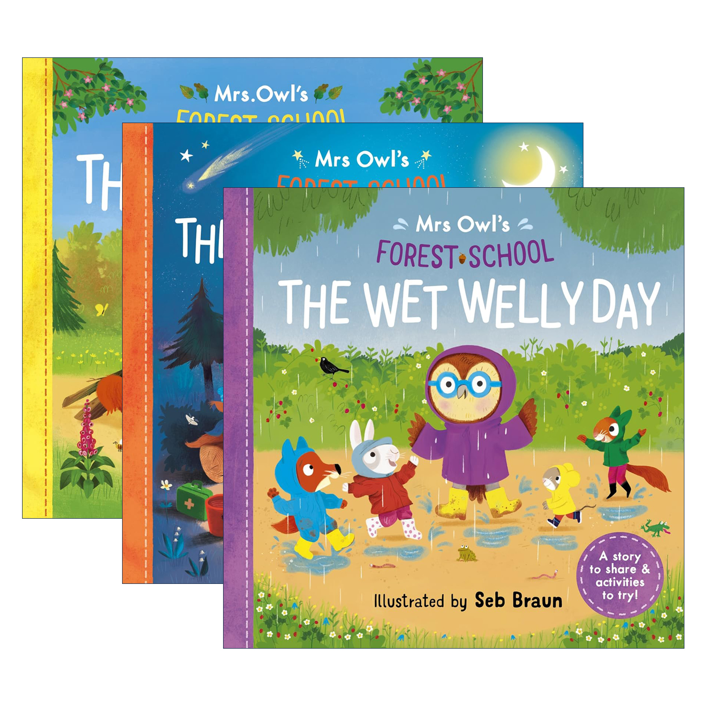 英文原版 Mrs Owl's Forest School 猫头鹰夫人的森林学校系列3册 雨天也能很开心 野外露营 儿童故事绘本 英文版 进口原版书籍