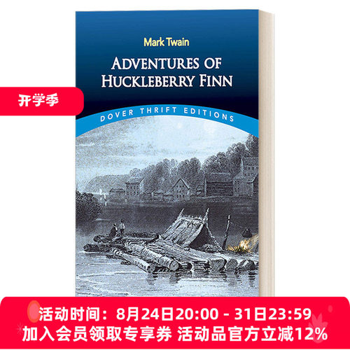 哈克贝里费恩历险记 英文原版 Adventures of Huckleberry Finn Dover Thrift Editions 英文版 进口英语原版书籍