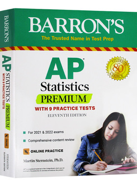 巴朗AP统计学 英文原版 AP Statistics Premium With 9 Practice Tests 附9练习测试 英文版进口原版英语考试用书