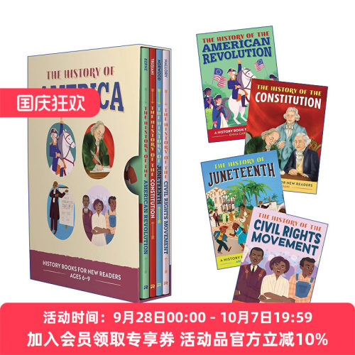 儿童初学历史系列  英文原版 The History Of Series For Kids Box Set 4册盒集 6-9岁 含美国独立战争 宪法 六月节 民权运动
