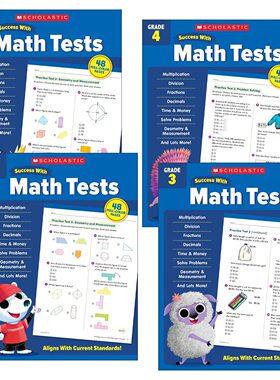 英文原版 Scholastic Success With Math Tests 美国小学数学测试题4册 学乐英语教材 英文版 进口英语原版书籍