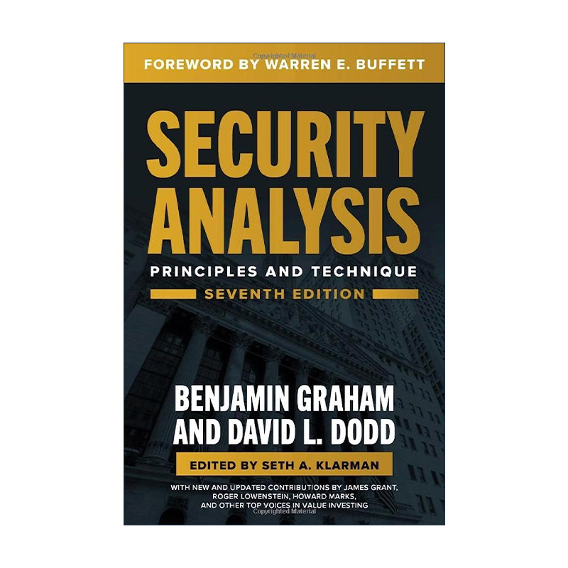 证券分析 第7版 巴菲特前言 英文原版 Security Analysis 华尔街教父 价值投资理论奠基人本杰明格雷厄姆 英文版进口英语原版书籍