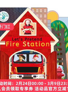 让我们假装消防站  英文原版绘本 Let's Pretend Fire Station My World 儿童绘本 纸板书 Thomas Elliott 英文版 进口英语原版书