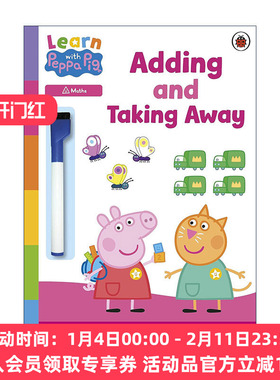 英文原版 和小猪佩奇一起学简单加减法 Learn with Peppa Adding and Taking Away wipe-clean activity book 可擦写活动书 进口