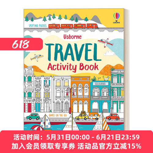 英文原版 Travel Activity Book 旅行活动书 儿童趣味互动游戏 涂色猜谜 英文版 进口英语原版书籍