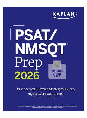 英文原版 PSAT/NMSQT Prep 2026 卡普兰美国中学生初步学术评估测试学习指南 测试题+在线资源 英文版 进口英语原版书籍