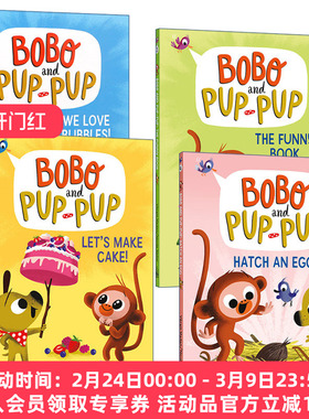 英文原版 Bobo and Pup-Pup 波波与狗狗系列4册 儿童精装漫画绘本 动物故事图画书章节桥梁书 Nicola Slater 英文版 进口原版书籍