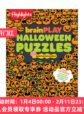 英文原版 brainPLAY Halloween Puzzles 万圣节谜题 Highlights亮点儿童解谜益智游戏活动书 迷宫 英文版 进口英语原版书籍