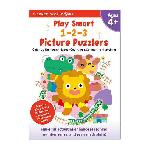 英文原版 Play Smart 1-2-3 Picture Puzzlers Age 4+ 日本学研社 技能大比拼之数字 4岁+家庭教辅 早教书 进口英语原版书籍