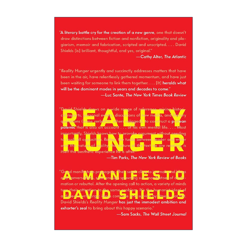 英文原版 Reality Hunger 英文版 进口英语原版书籍